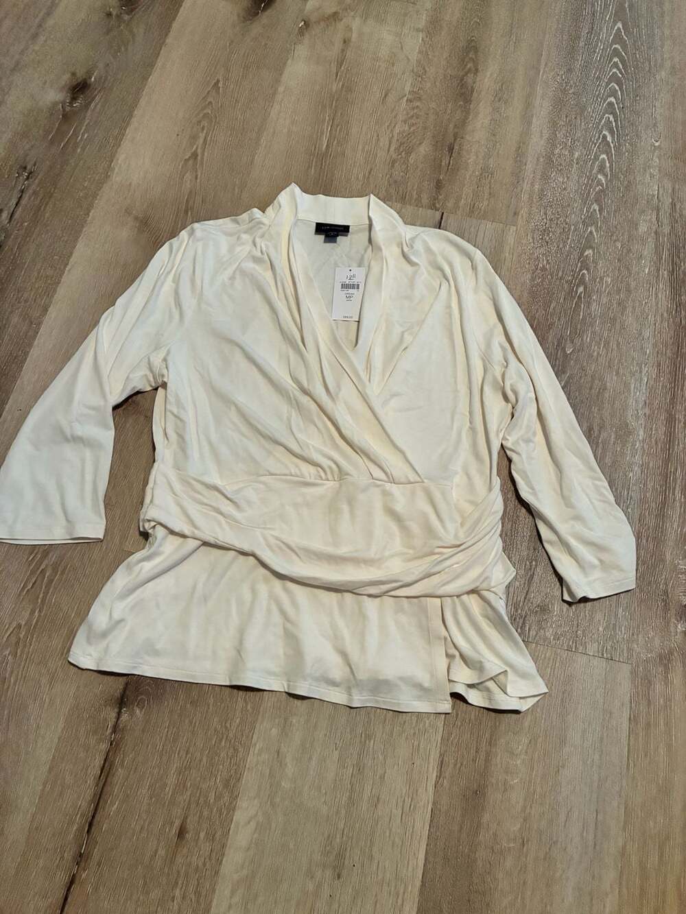 J.Jill Wearever Collection Wrap Top Size MP Cream